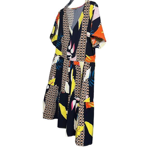 NO MFG. TAG SHORT SLEEVE MIDI FIT & FLARE DRESS, WOMENS, XL, MULTICOLOR ABSTRACT - Picture 3 of 10